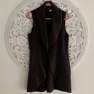 Long Sleeveless Knit Vest in Dark Brown